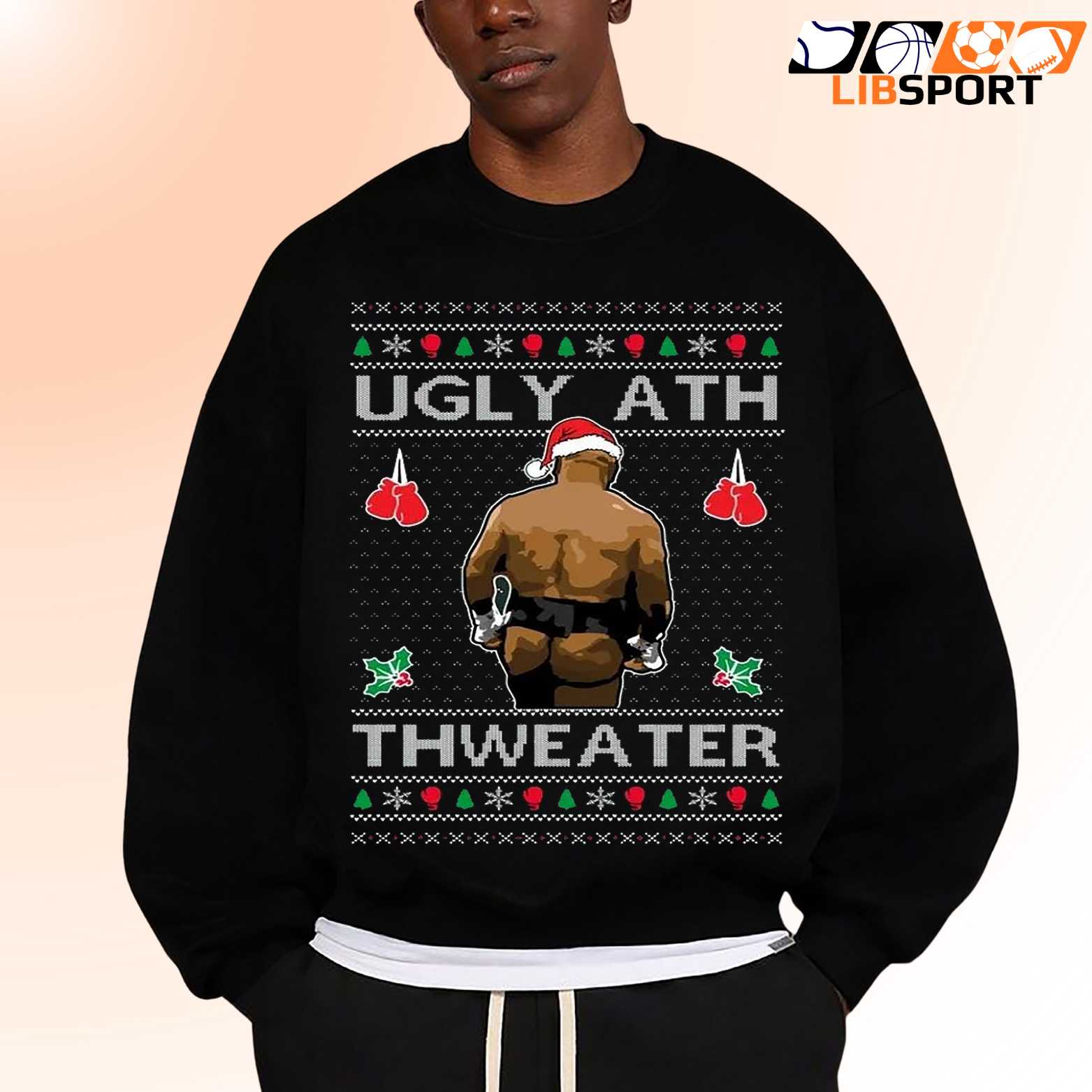 Ugly Ath Sweater Merry Chrithmith Mike Tyson Shirt, Viral Boxing Fight Meme Tee, Christmas Unisex Sweater